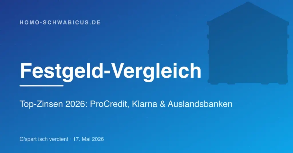 Festgeld-Vergleich: Top-Zinsen 2026: ProCredit, Klarna & Auslandsbanken