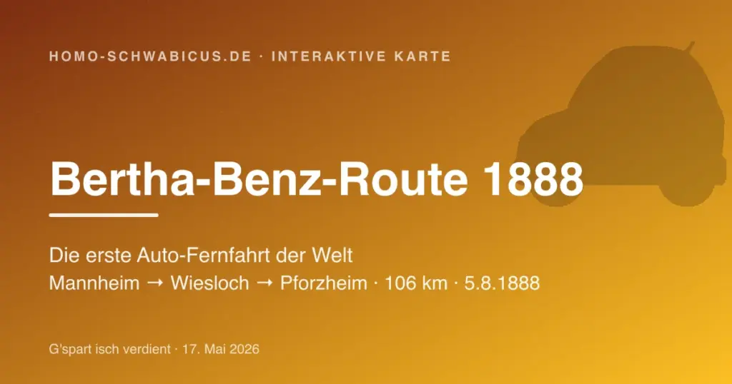 Interaktive Karte der Bertha-Benz-Fahrt 1888