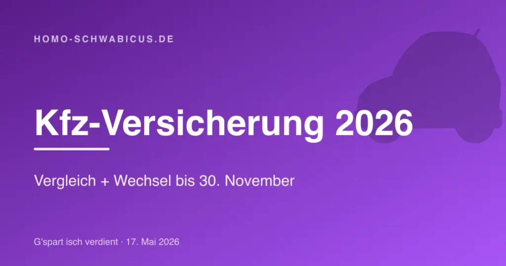 Kfz-Versicherung 2026: Vergleich + Wechsel bis 30. November