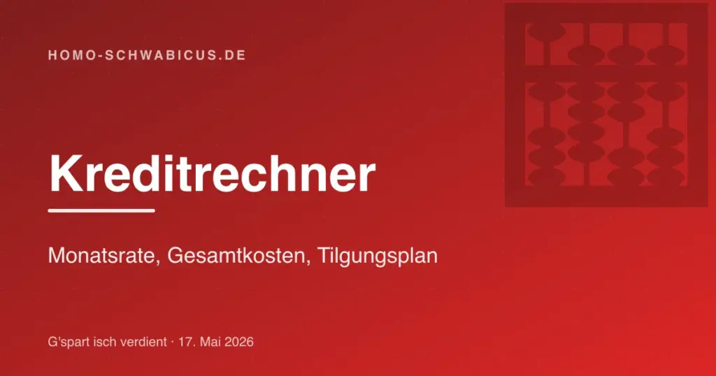 Kreditrechner: Monatsrate, Gesamtkosten, Tilgungsplan