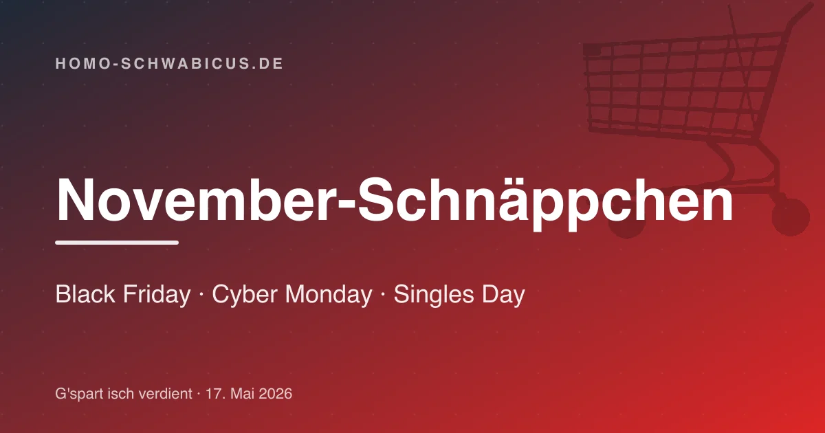 November-Schnäppchen: Black Friday · Cyber Monday · Singles Day