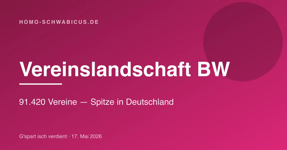 Vereinslandschaft BW: 91.420 Vereine — Spitze in Deutschland